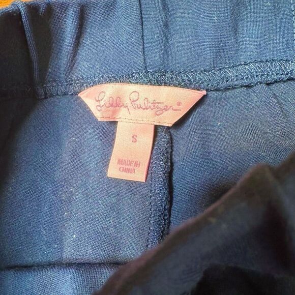 Lilly Pulitzer Navy Blue Travel Vacation Pull-on Cropped Legging Pant Women’s S - Picture 7 of 10